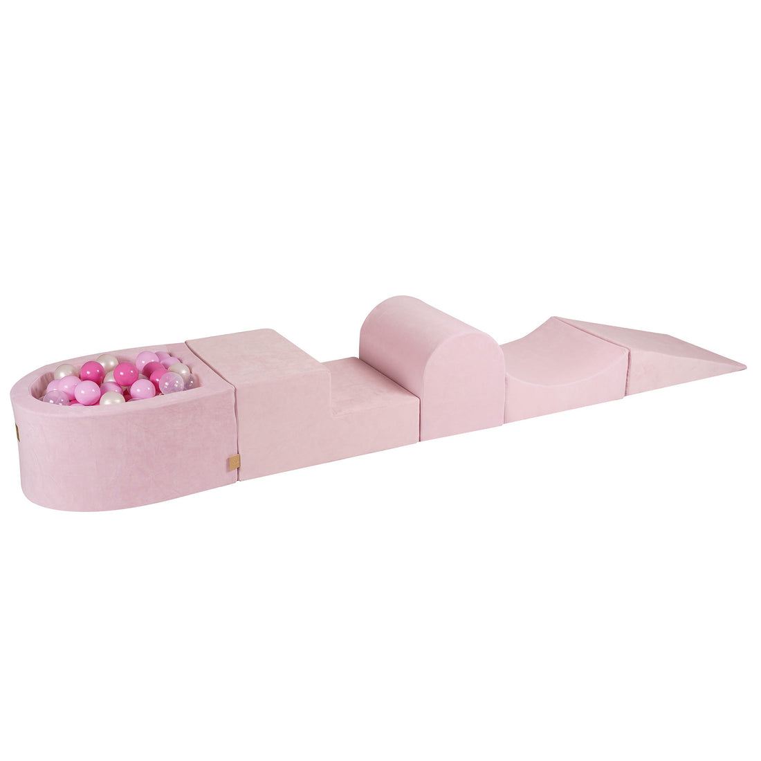 MeowBaby® VELVET Light Pink climbing blocks 4 elements + Ball Pit + 100 Balls