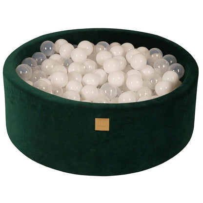 MeowBaby® Velvet Dark Green Soft Play + Ball Pit 90x30CM + 200 Balls