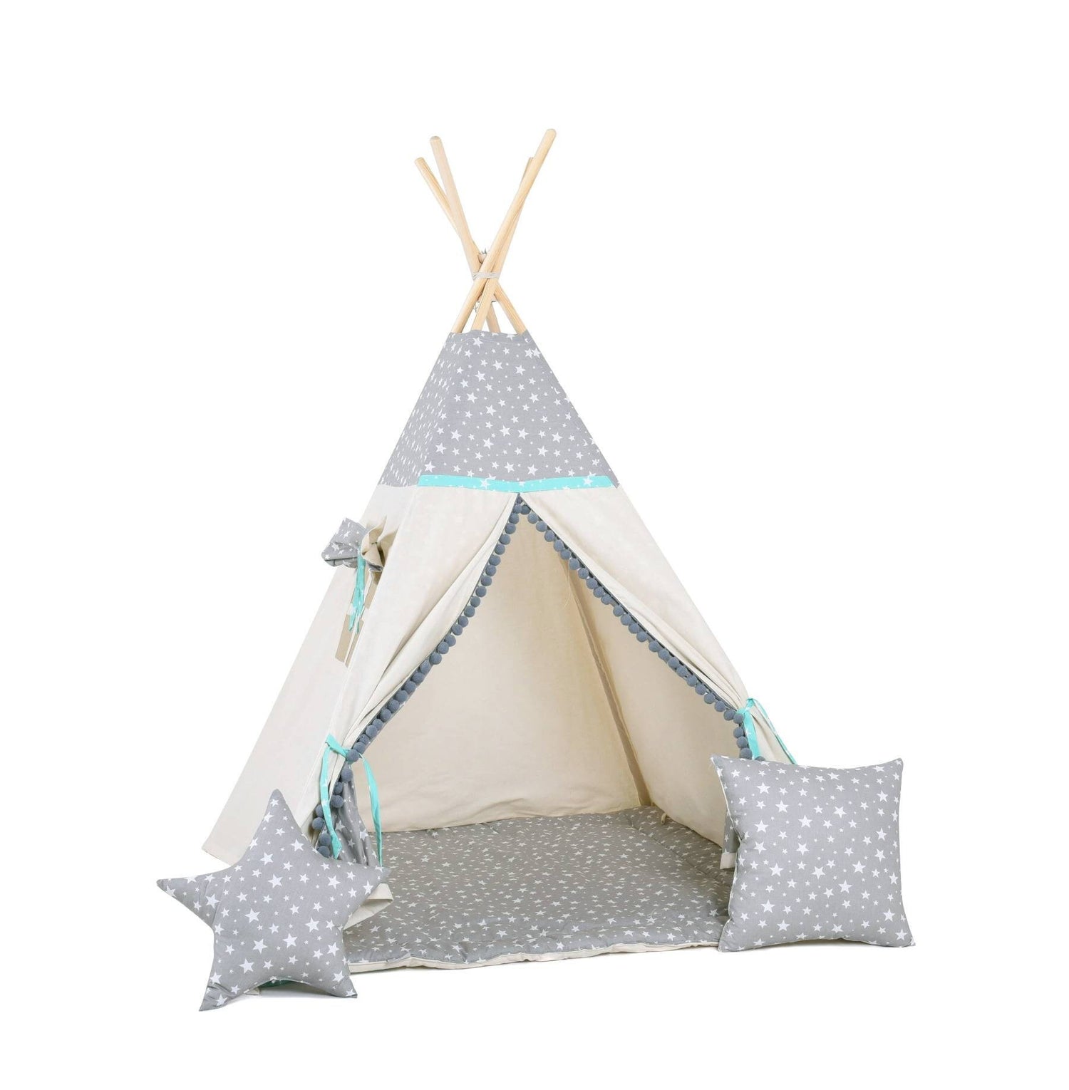 Kids Tipi Tent - Mint Star Pearl