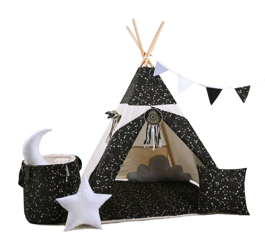 Black &amp; Cream Tipi Tent | Tipi Tent Black | Tipi Tent for Kids | Kids Tipi Tent | Tipi Tent for Babies and Toddlers | Black Tent | Tipi Tent | Tipi Tent for Boys &amp; Girls |