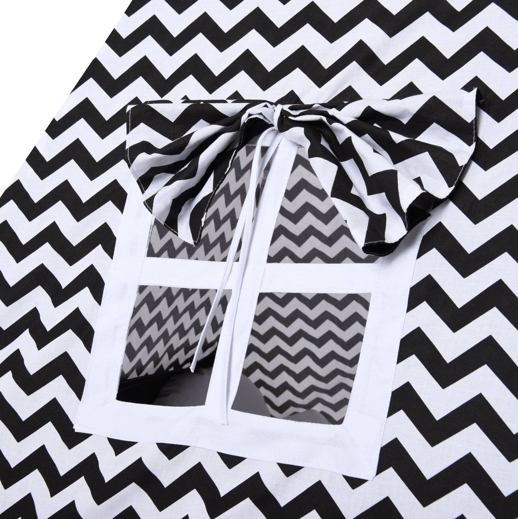 Kids Tipi Tent - Black &amp; White Zigzag