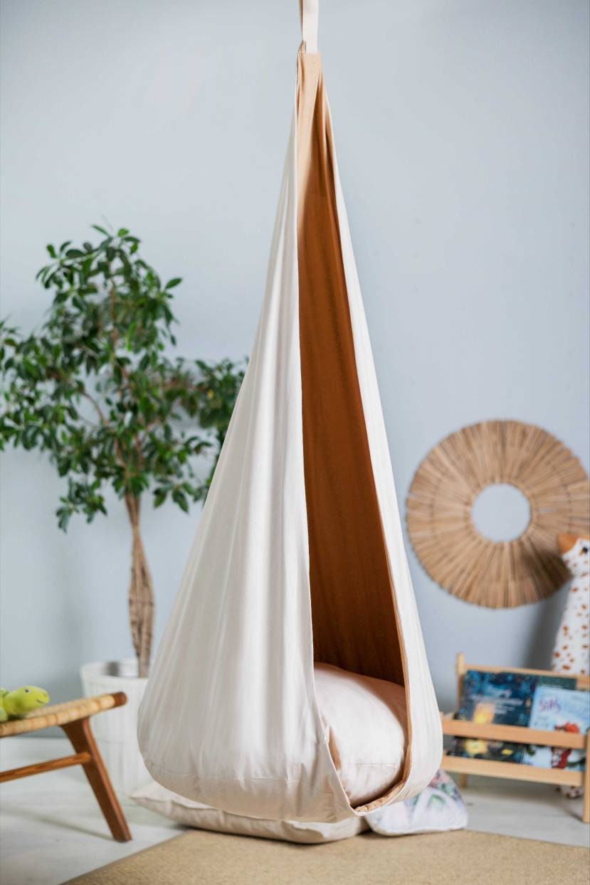 | beige cocoon swing | kids cocoon swing | hanging cocoon swings | chair Swing | kids hanging chair swing | beige cocoon swing for kids |