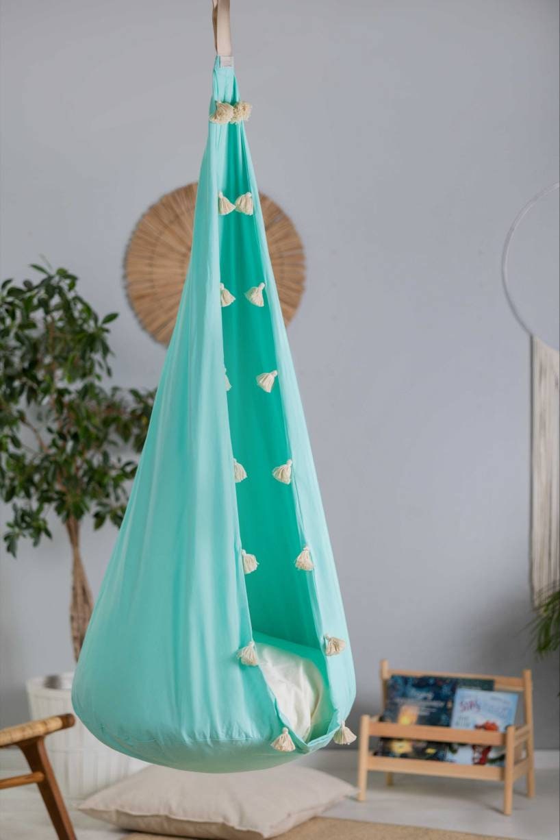 Altalena Cocoon per bambini - Nappa color menta