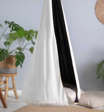 | cream and black cocoon swing | kids cocoon swing | hanging cocoon swings | chair swing | kids hanging chair swing | cream cocoon swing for kids |