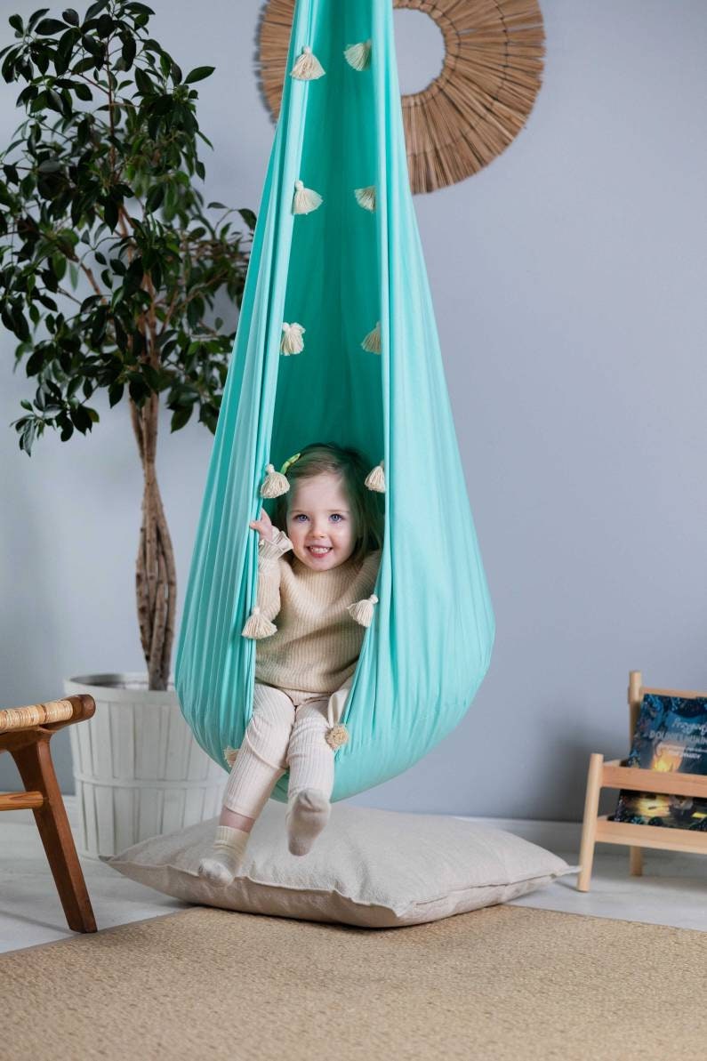 Kids Cocoon Swing - Mint Tassel