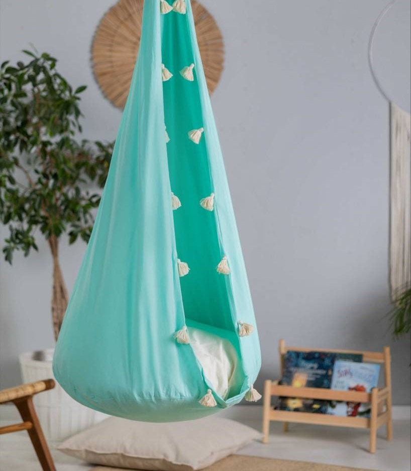 Balançoire Cocoon Enfant - Pompon Menthe