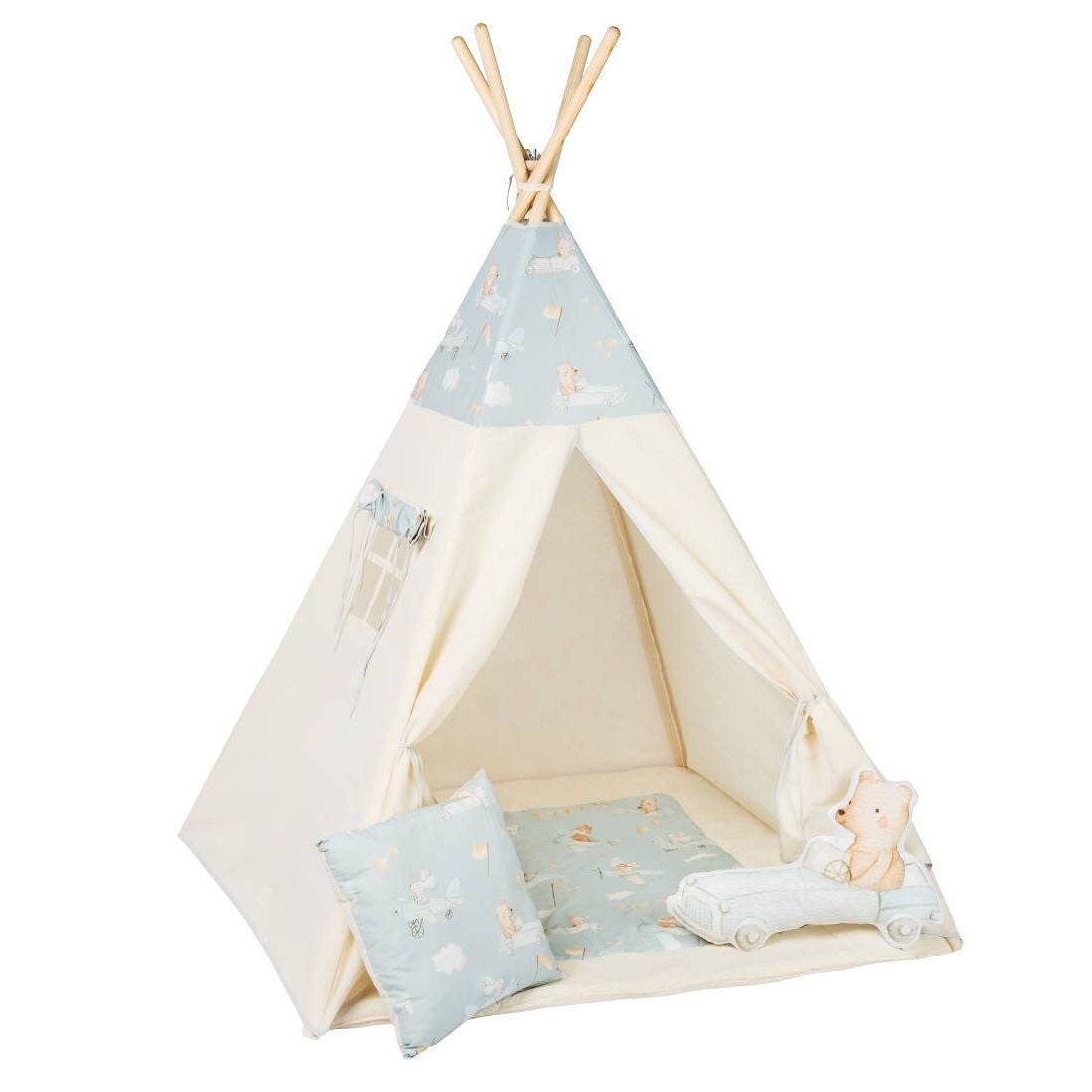 Blue &amp; Cream Tipi Tent | Blue Tipi Tent | Blue Tipi | Tipi Tent for Kids | Kids Tipi Tent | Tipi Tent for Babies and Toddlers | Kids Play Tent | Tipi Tent | Tipi Tent for Boys &amp; Girls |