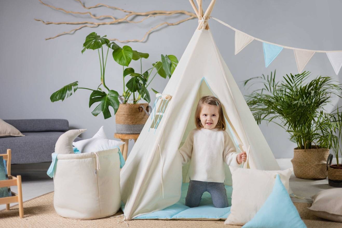 Kids Tipi Tent - Blue Oasis