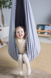 | grey cocoon swing | kids cocoon swing | hanging cocoon swings | chair swing | kids hanging chair swing | grey cocoon swing for kids |