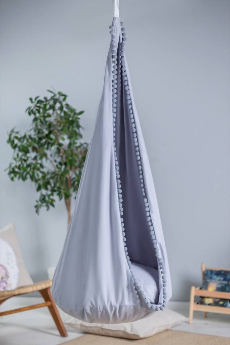 | grey cocoon swing | kids cocoon swing | hanging cocoon swings | chair swing | kids hanging chair swing | grey cocoon swing for kids |