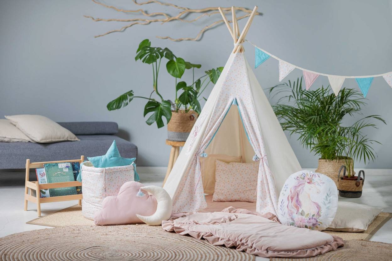 Flowers Tipi Tent | Tipi Tent Pink | Tipi Tent for Kids | Kids Tipi Tent | Tipi Tent for Babies and Toddlers | Pink Tent with Flowers | Tipi Tent | Tipi Tent for Girls | 