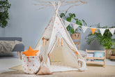 Cream & Orange Tipi Tent | Tipi Tent with Bear | Tipi Tent for Kids | Kids Tipi Tent | Tipi Tent for Babies and Toddlers | Cream Tent | Tipi Tent | 