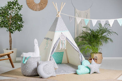 Kids Tipi Tent - Mint Star Pearl