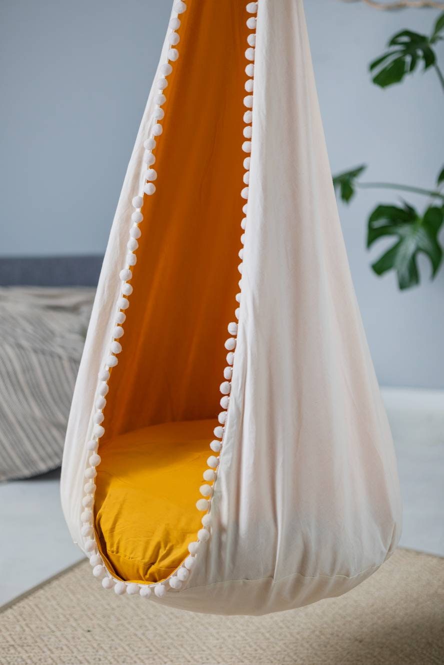 | cream Cocoon swing | Kids Cocoon Swing | hanging cocoon swings | Chair Swing | kids hanging chair swing | cream cocoon swing for Kids |