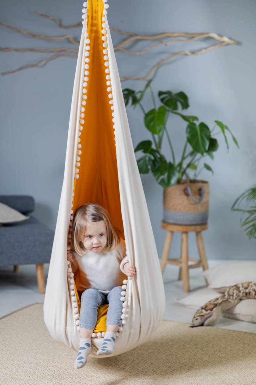 | cream Cocoon swing | Kids Cocoon Swing | hanging cocoon swings | Chair Swing | kids hanging chair swing | cream cocoon swing for Kids |