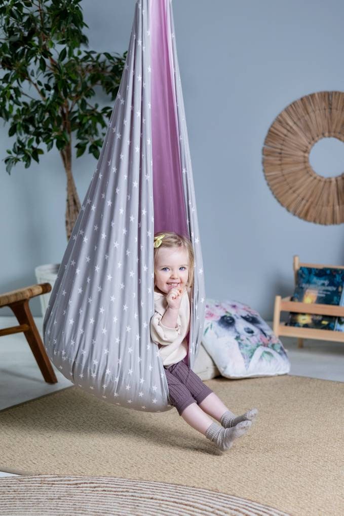 Balançoire Cocoon Enfant - Rose &amp;amp; Étoiles