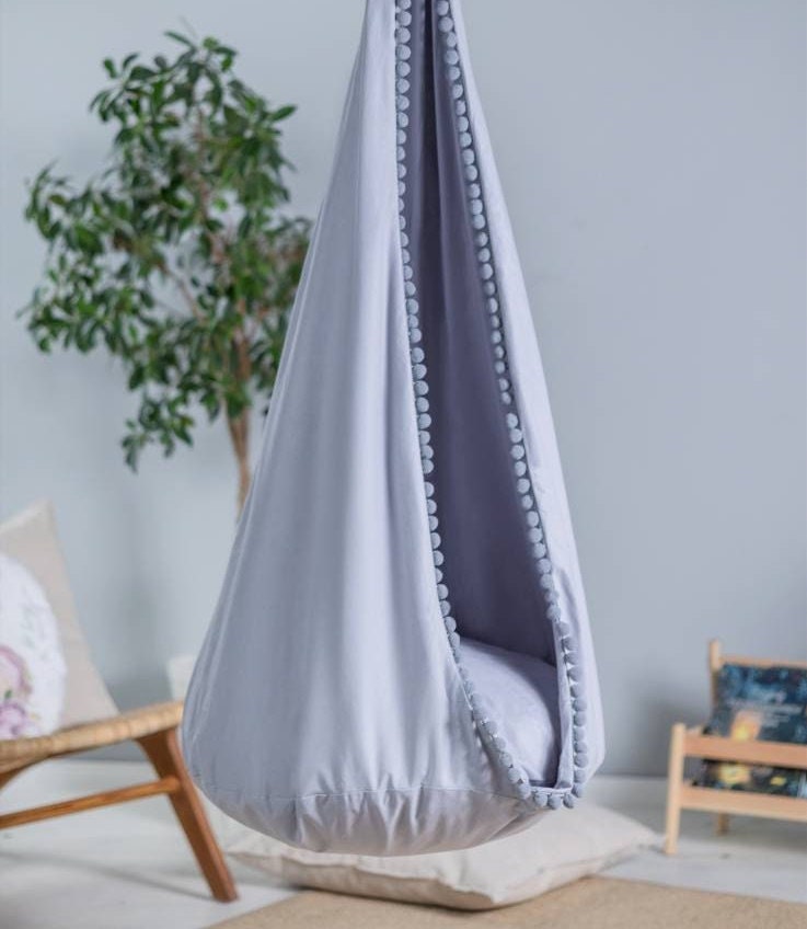 | grey cocoon swing | kids cocoon swing | hanging cocoon swings | chair swing | kids hanging chair swing | grey cocoon swing for kids |