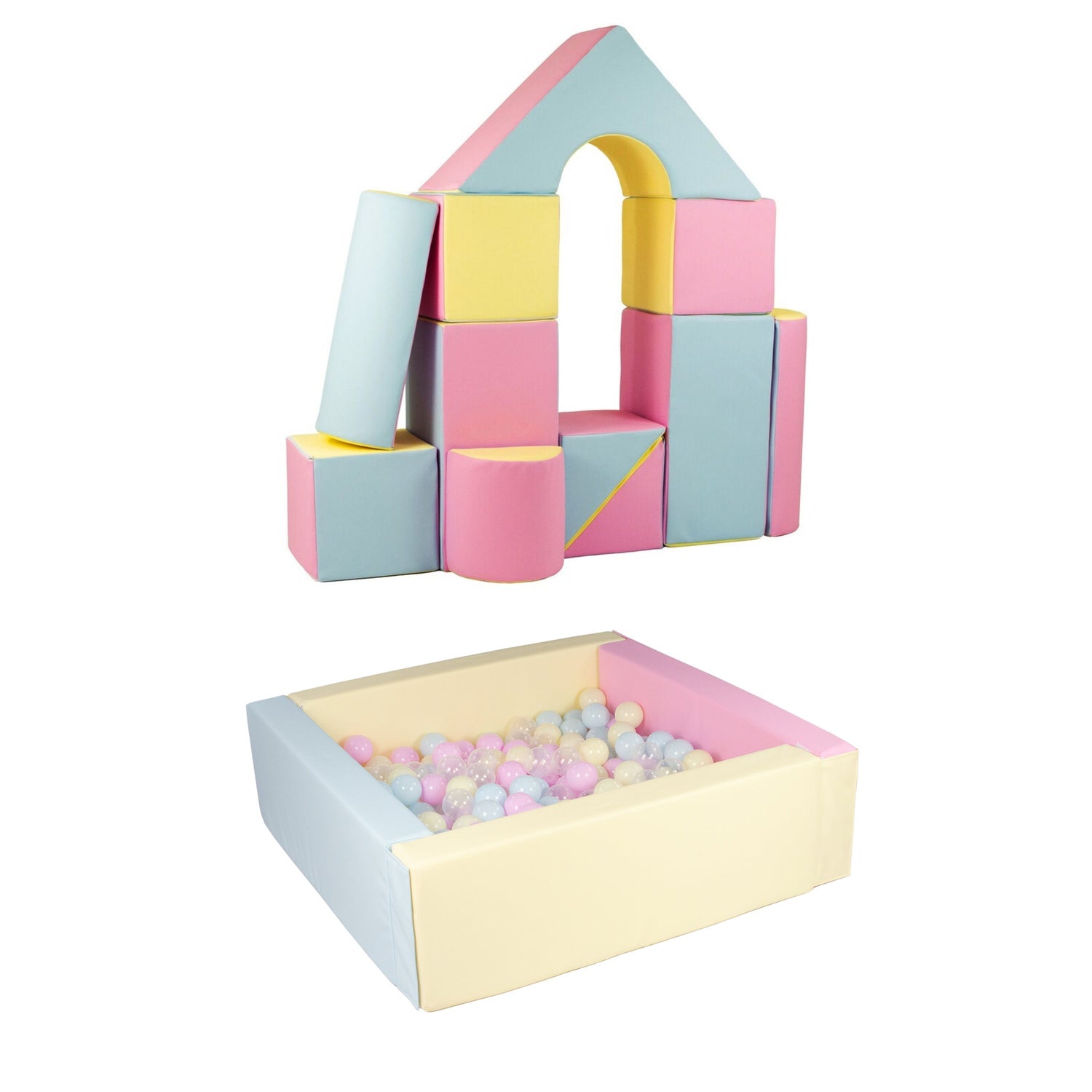 Soft Play Blocks + Ball Pit | CASTLE Building Blocks + Ball Pit | Soft Play Castle Building Blocks + Eco Ball Pit with 300 balls BUNDLE | Soft Play Blocks | Soft Play Equipment | 