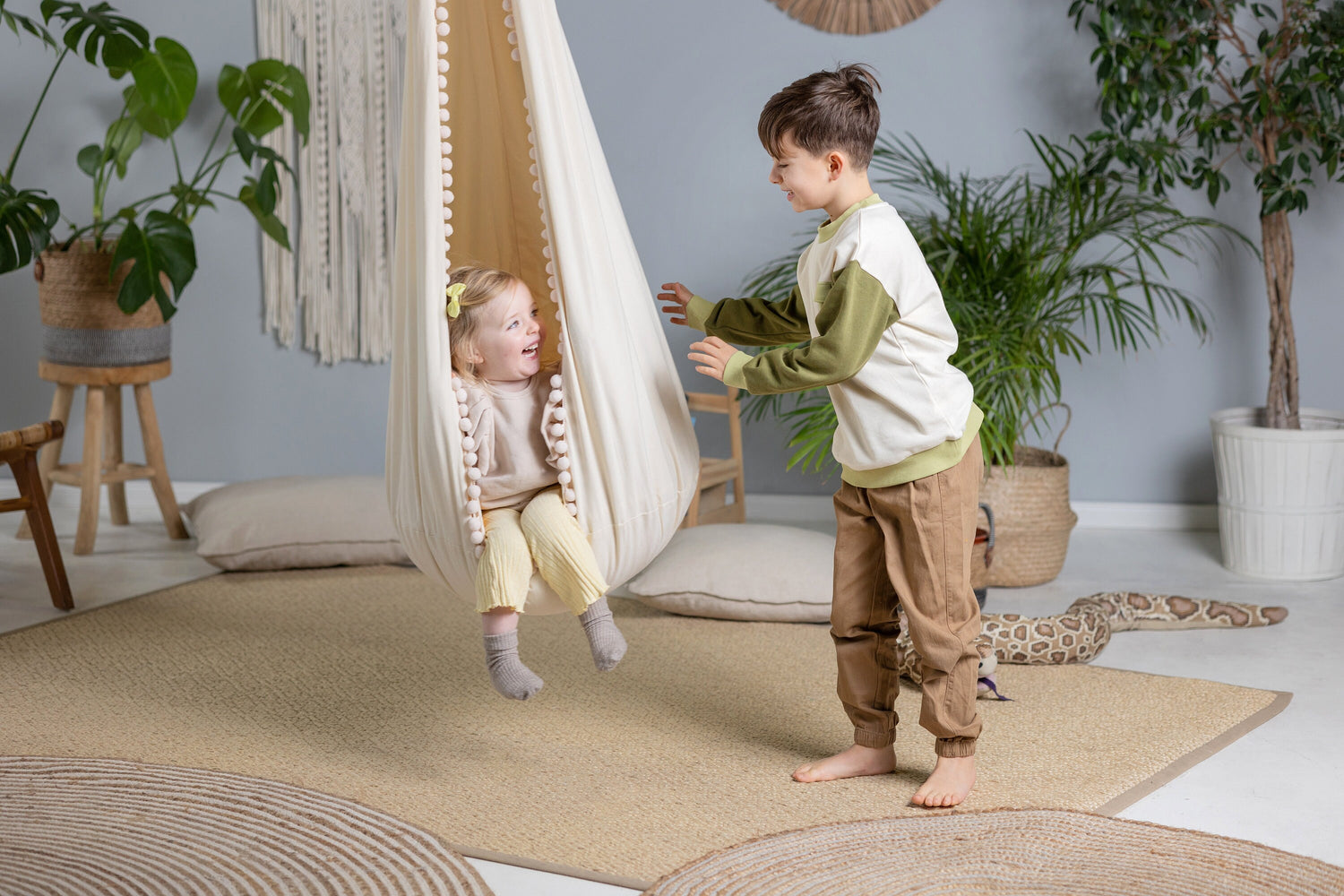 | cream cocoon swing | kids cocoon swing | hanging cocoon swings | chair swing | kids hanging chair swing | cream cocoon swing for kids |