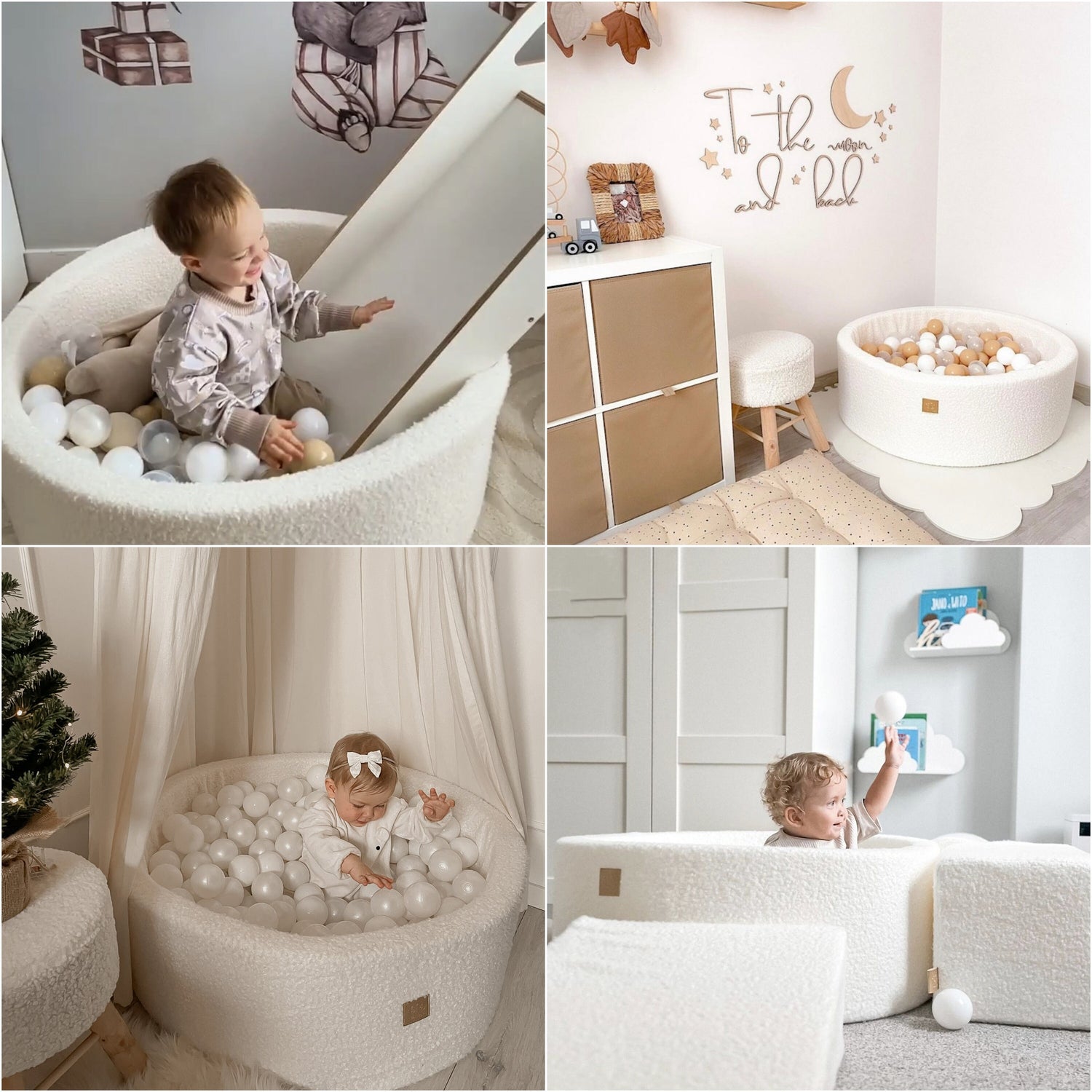 White BOUCLE Soft Play + Ball Pit + Balls | White Boucle Ball Pit Bundle