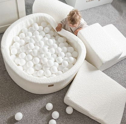 White BOUCLE Soft Play + Ball Pit + Balls | White Boucle Ball Pit Bundle