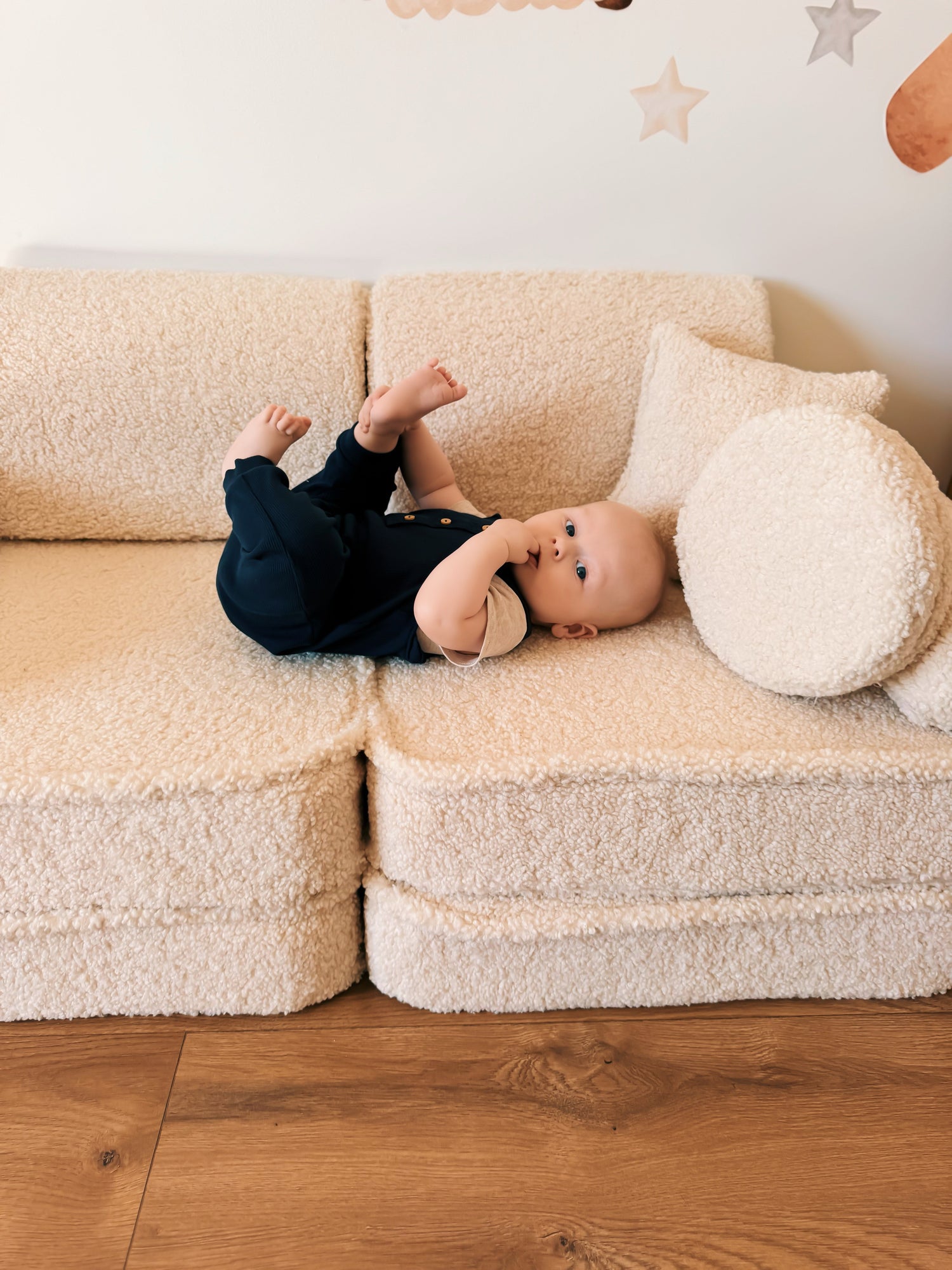 MeowBaby® Cream BEARLY Sofa | Cream Bearly Play Sofa Pocket Plus