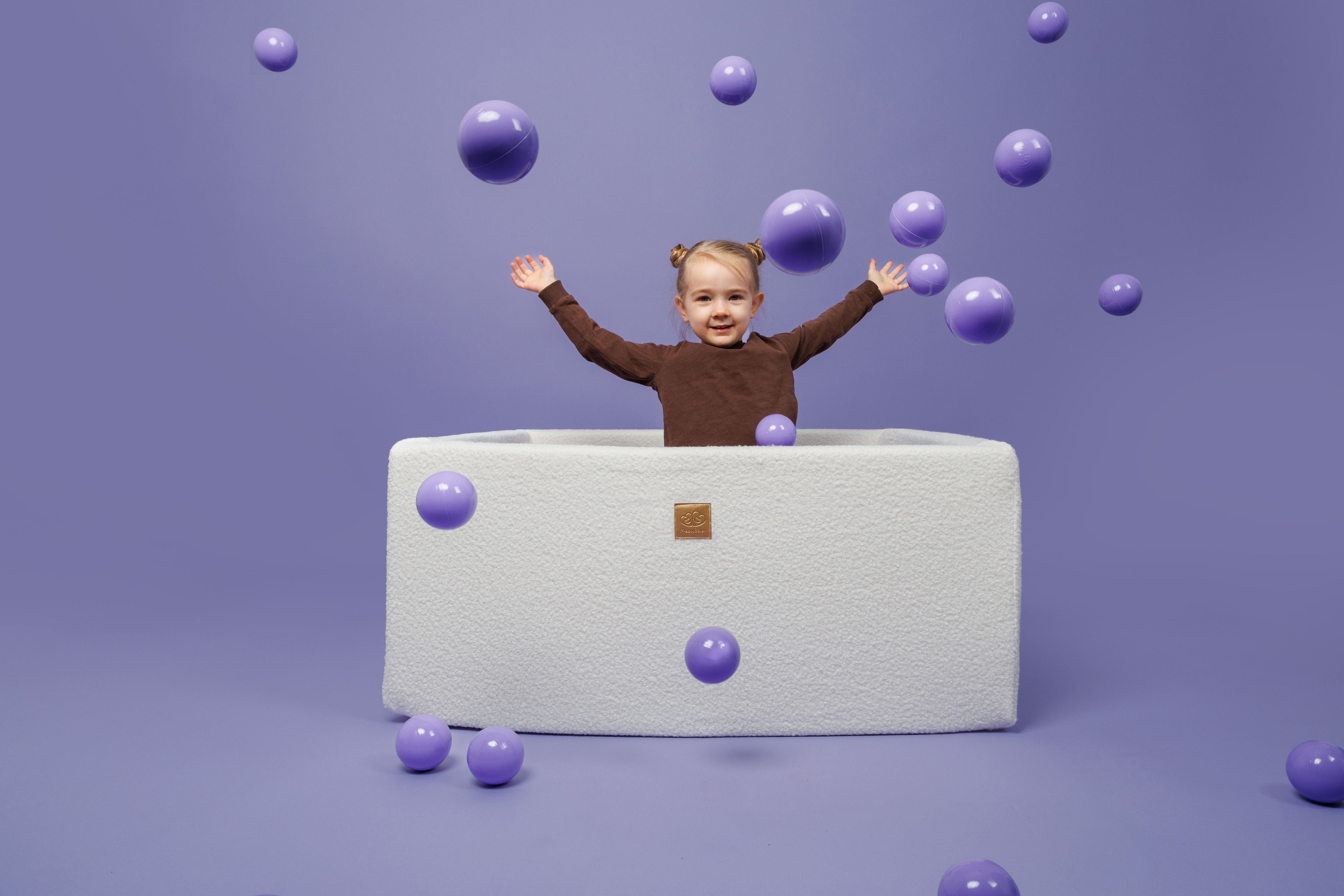 MeowBaby® White Boucle Square Ball Pit 90x90x40CM - 300 balls