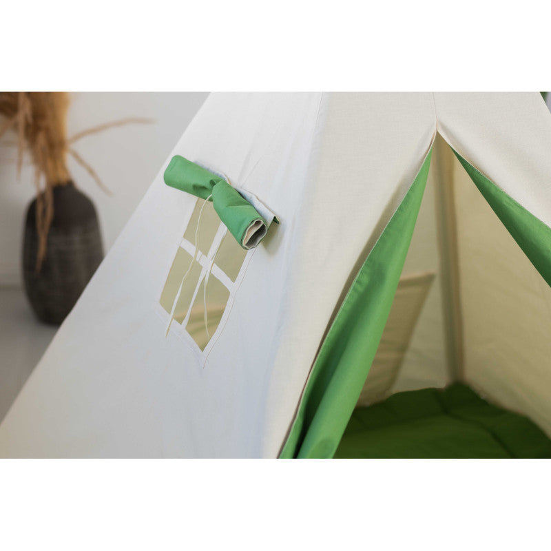 Green Tipi Tent | Green &amp; Cream Tipi | Tipi Tent for Kids | Kids Tipi Tent | Tipi Tent for Babies and Toddlers | Cream Tent | Tipi Tent |